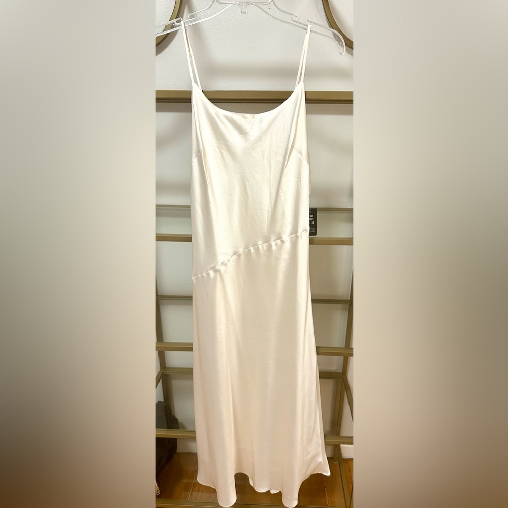 Satin Scoop Midi Dress - L
